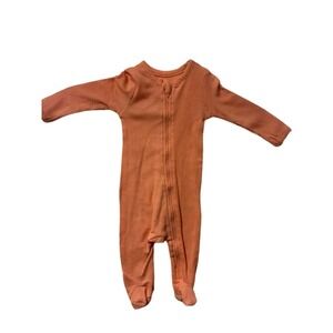 Baby Essentials Orange Ribbed Footed Sleeper Romper 3M Long Sleeve Zipper